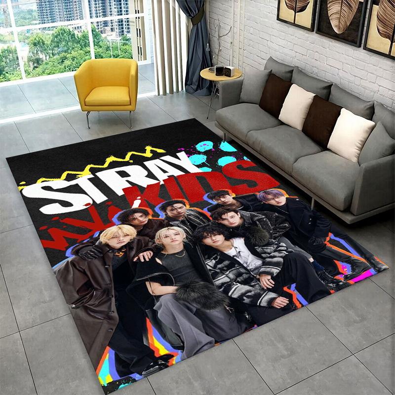 Ковер Kpop Stray Kids Music Star для игровой комнаты, спальни, гостиной, дивана, домашнего декора, коврик для детской зоны, нескользящий коврик, подарок