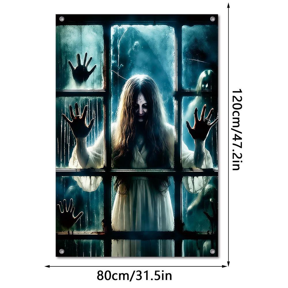 Large Size Fake Window Banner Hanging Design Horror Hanging Cloth Home Decoration