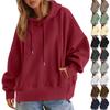 Ladies' Fashionable Solid Color Casual Hooded Pocket Long Sleeved Sweatshirt