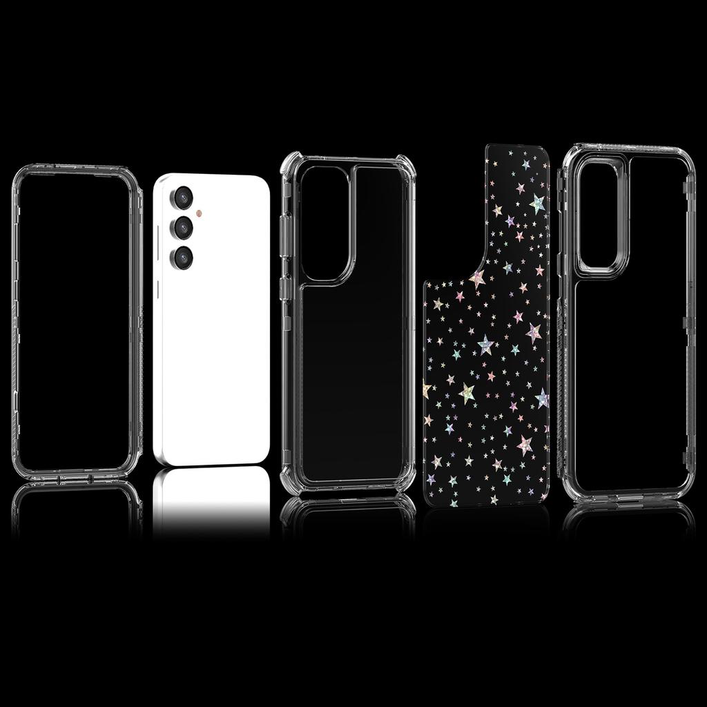 For Samsung Galaxy S25+/S24+ Case Clear Acrylic TPU Hybrid Phone Cover with Laser-printed Film