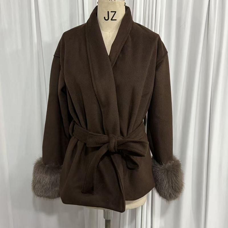 Woolen Short Coat Loose Lapel Long Sleeve Jacket Autumn Winter Chic Cardigan