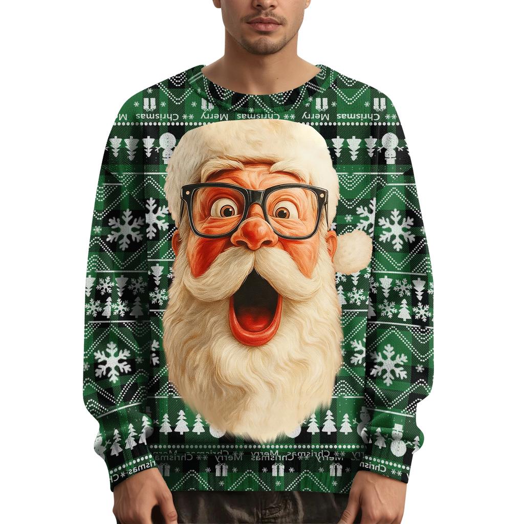 Мужской рождественский свитер с принтованным воротником