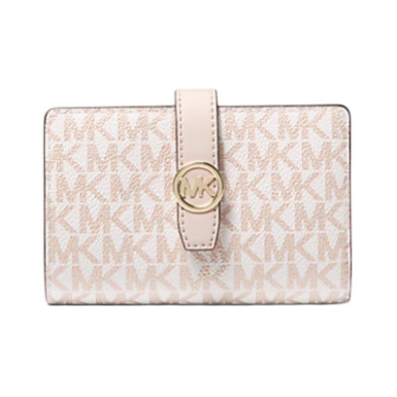 MICHAEL KORS Greenwich Monogram Logo Print Coated Canvas Wallet Medium Women's Pink