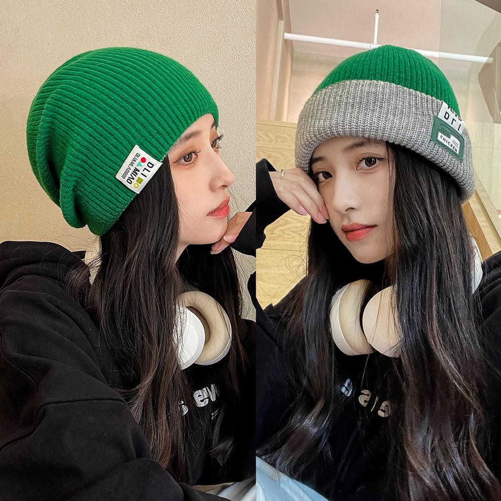 Вязаная шерстяная шапка женская холодная шапка зимняя шапка мужская осенне-зимняя шапка-дыня из меха однотонная универсальная шапка-юппи тренд