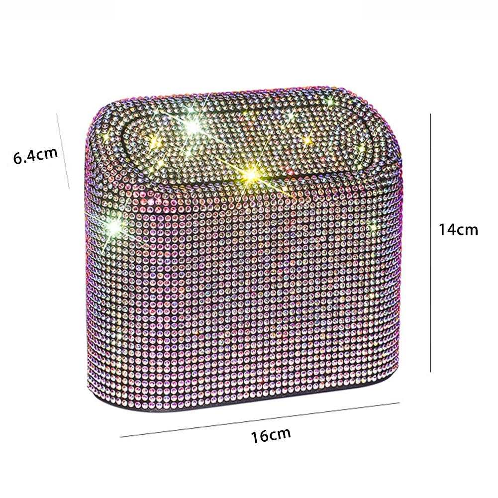 Алмазный кристалл, автомобильный мусорный бак с крышкой, герметичный мини-корзина для мусора, блестящий мусорный ящик, органайзер, контейнер