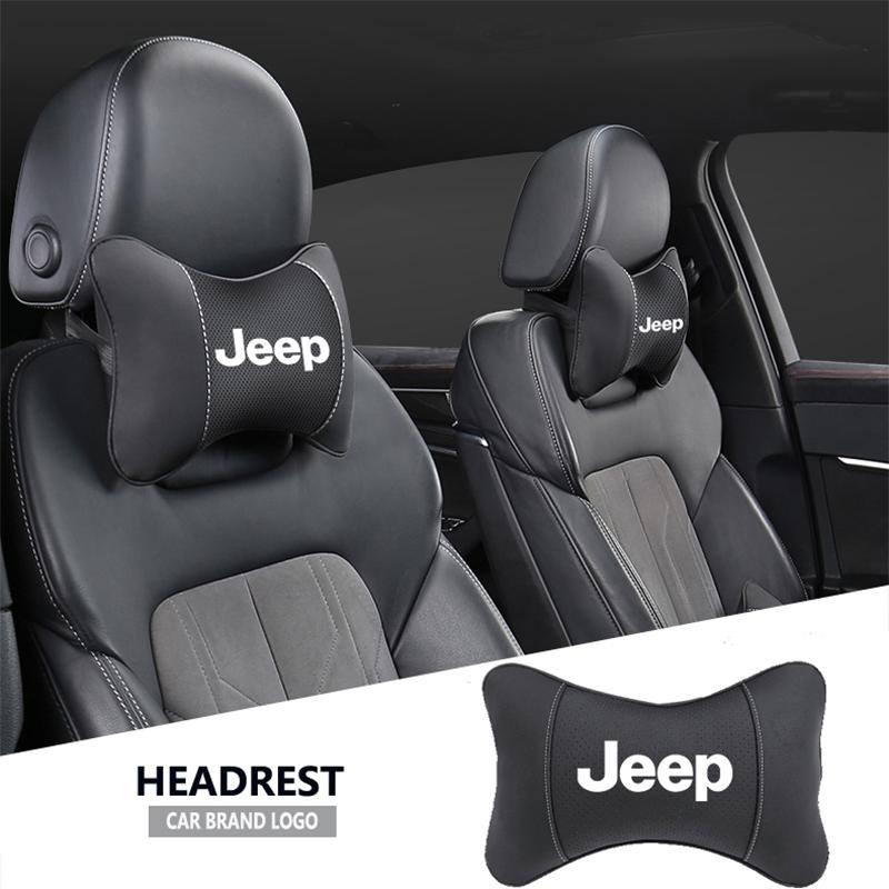 JEEP Car Seat Headrest Auto Logo Neck Pillow For Jeep Wrangler Rubicon Renegade JCompass Grand Cherokee Patriot Liberty Gladiator