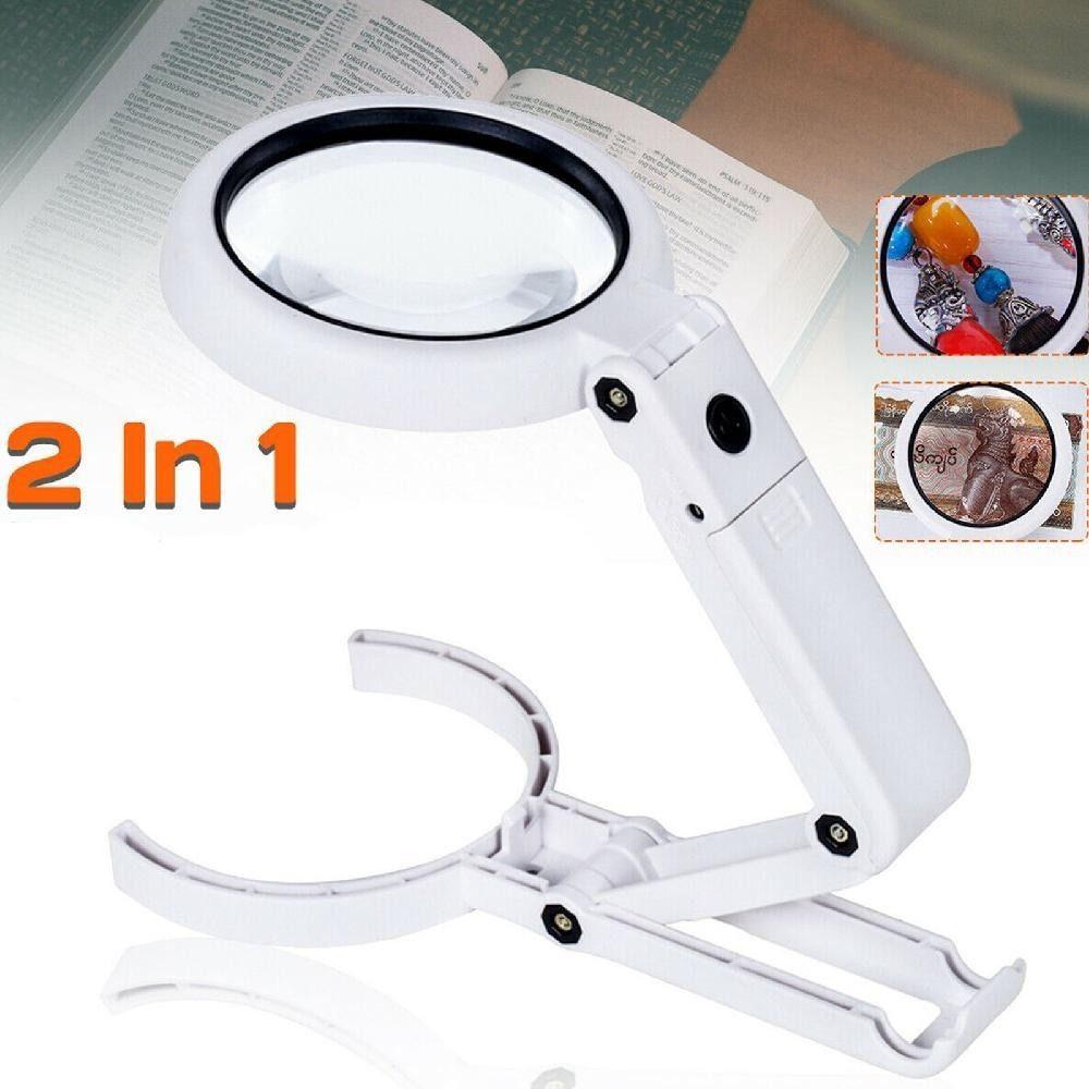 11x 5x Magnifying Glass Stand Folding Lamp Foldable Portable Magnifier Newspapers