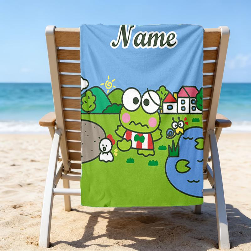 1pc Kuromi10 Beach Towel with Custom Name, Beach/Swimming/Bath/Picnic/Camping Towel, Suitable for Seaside Beaches