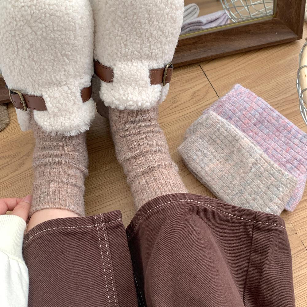 Носки женские осенне-зимние термобелье для дома носки для сна шерстяные кашемировые утолщенные теплые носки средней длины рождественские подарки