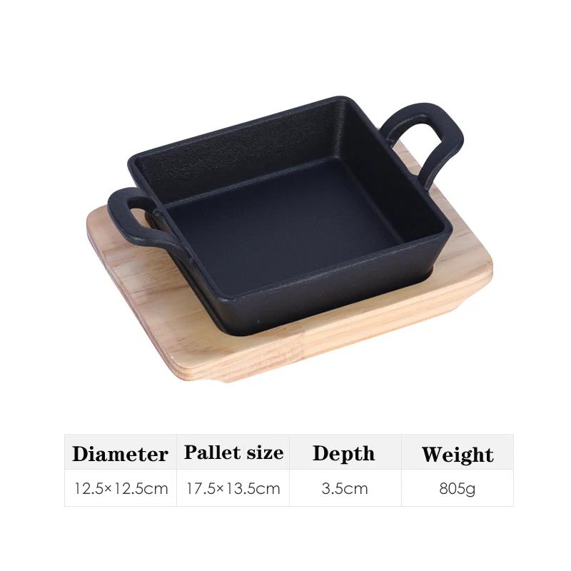 Домашняя жареная тарелка для стейка Коммерческая сковорода для барбекю Индукционная плита Газовая чугунная сковорода Сковорода для стейков Железная тарелка Горящие плиты