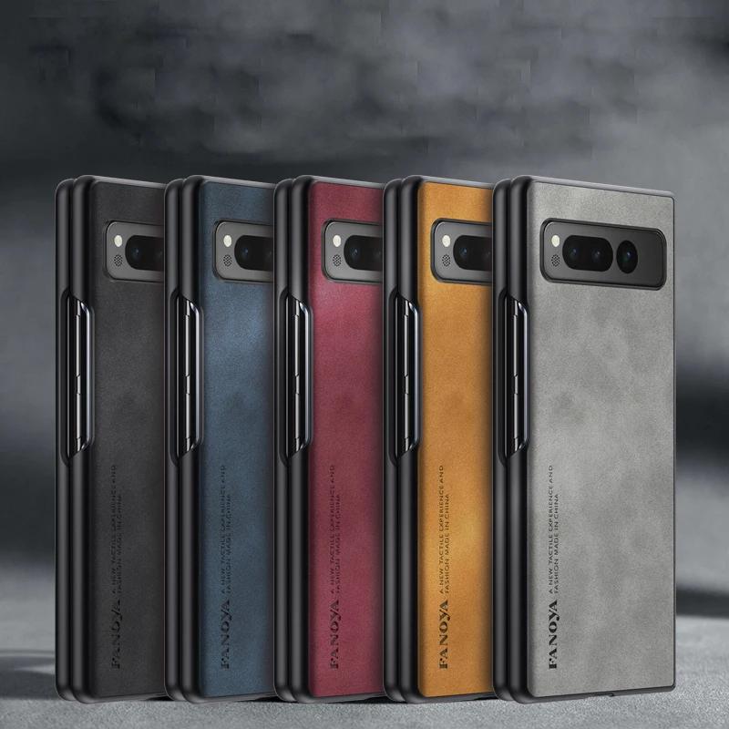 Роскошный матовый чехол из кожи с ощущением кожи для Google Pixel Fold2 Fold, противоударный, защита от отпечатков пальцев, модный силиконовый мягкий чехол из ПУ