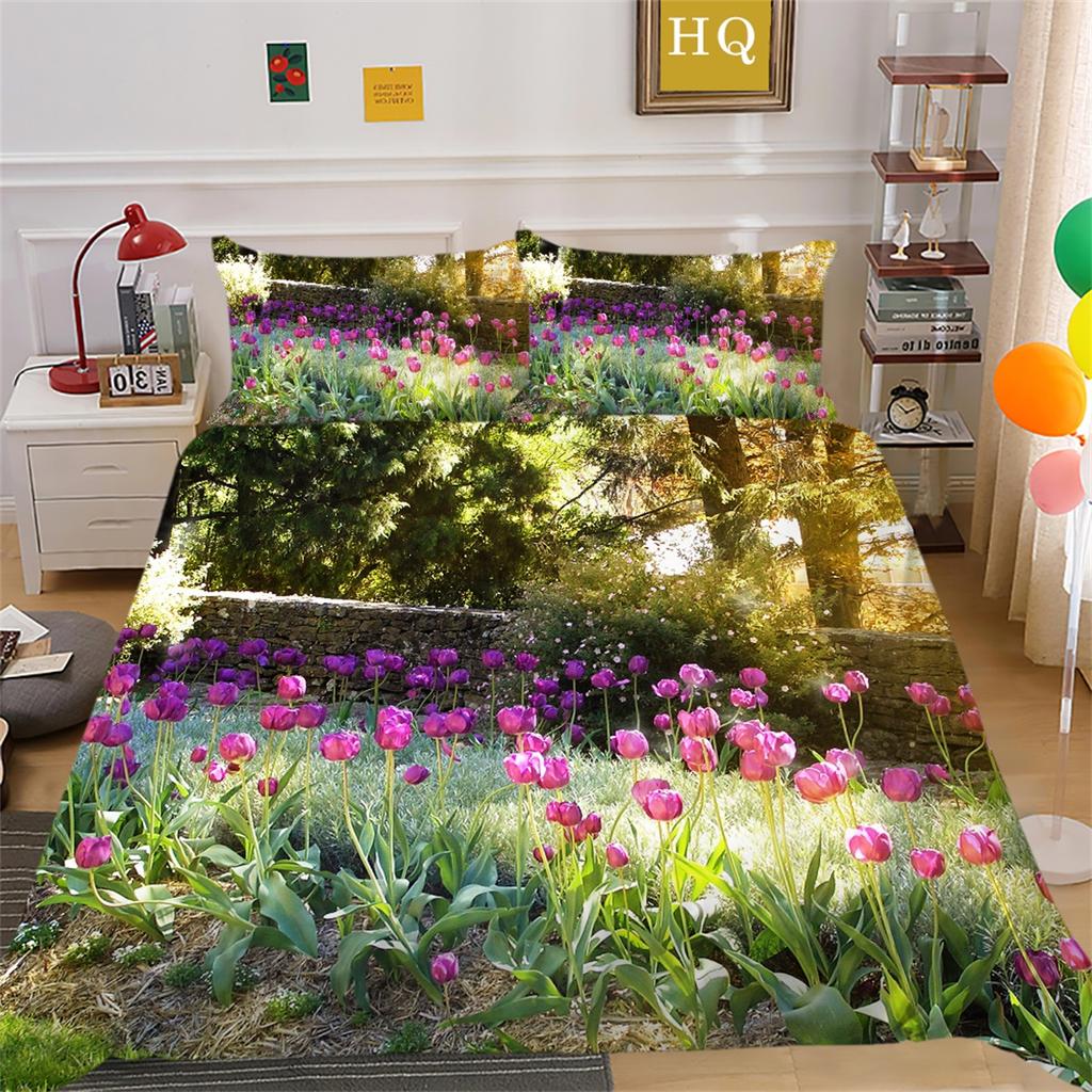 3D Цветочный комплект постельного белья «Морской цветок» Серия «Цветок» Одеяло и наволочка 2/3 шт. AU180 * 210 Полный размер Мягкие и легко чистящиеся украшения для дома