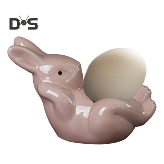 Подставка для яиц в виде лежащего кролика, керамическая подставка для яиц в виде кролика, пасхальное украшение, подставка для яиц всмятку, обеденный стол, сувениры для весенней домашней вечеринки