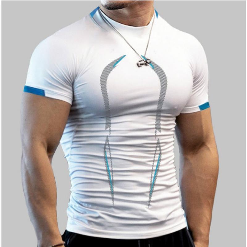 Summer Men's Fitness Sports Training Breathable Short-sleeved European Size Quick Drying Clothes Men's Sports Fashion Short-sleeved T-shirt