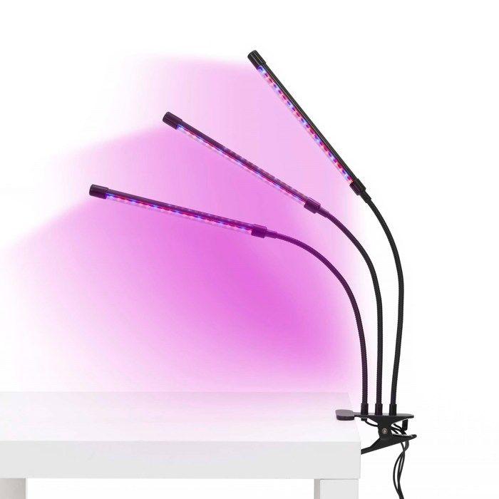 Lampe de croissance des plantes avec 3 panneaux LED pour éclairage, culture avec minuterie, clip, USB