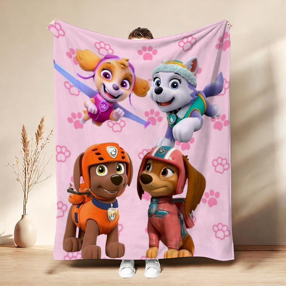 Cute Paw Patrol Pups Anime Cartoon Flannel Blanket Soft Warm Throw Blanket For Living Room Sofa Nap Lightweight Home Decor Birthday Gift