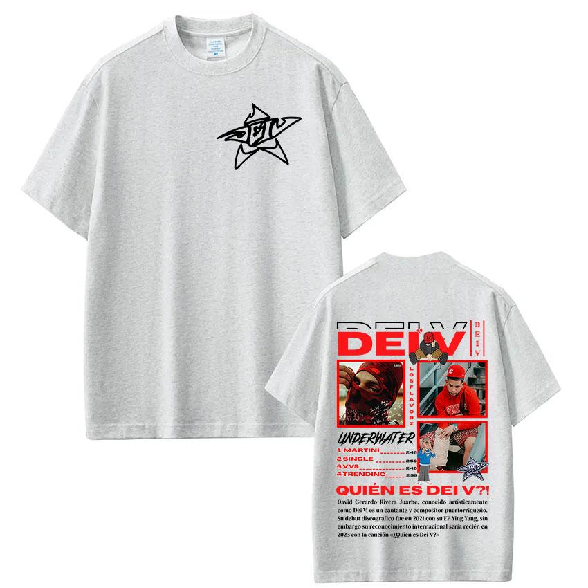 Rapper Dei V Quien Es Dei V Tour 2025 Album Tshirts Unisex Fashion High Quality Cotton Tshirt Hip Hop Gothic Short Sleeve Tees
