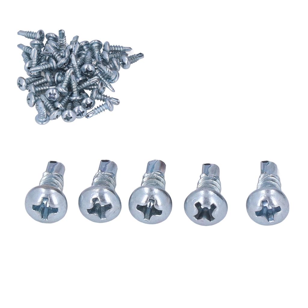 50PCS Round Head Drill Screw Set Carbon Steel Galvanized Self Drilling Screws 4.2x13mm Cross