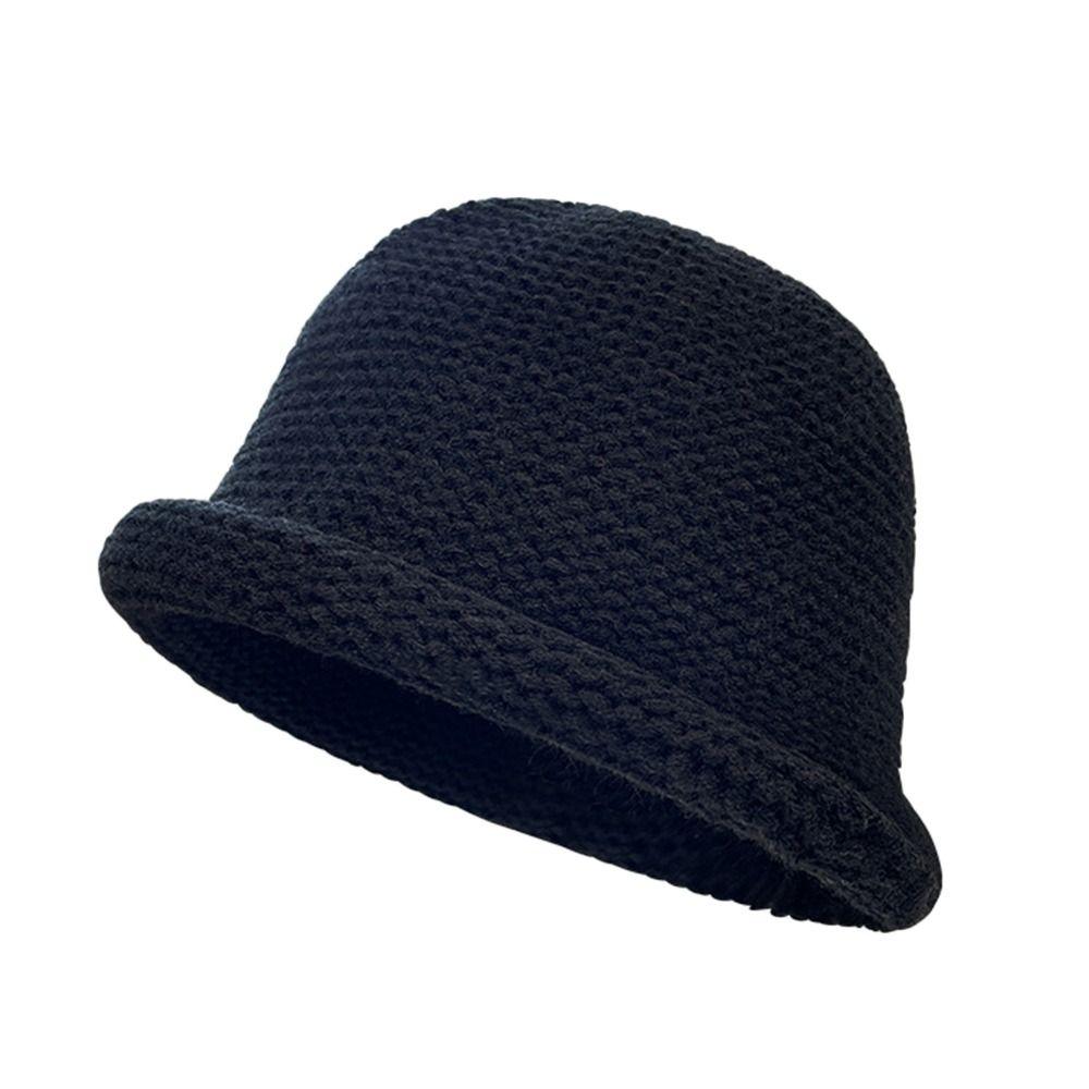 Knitted Bucket Cap Warm Fisherman Cap Fashion Basin Cap for Women