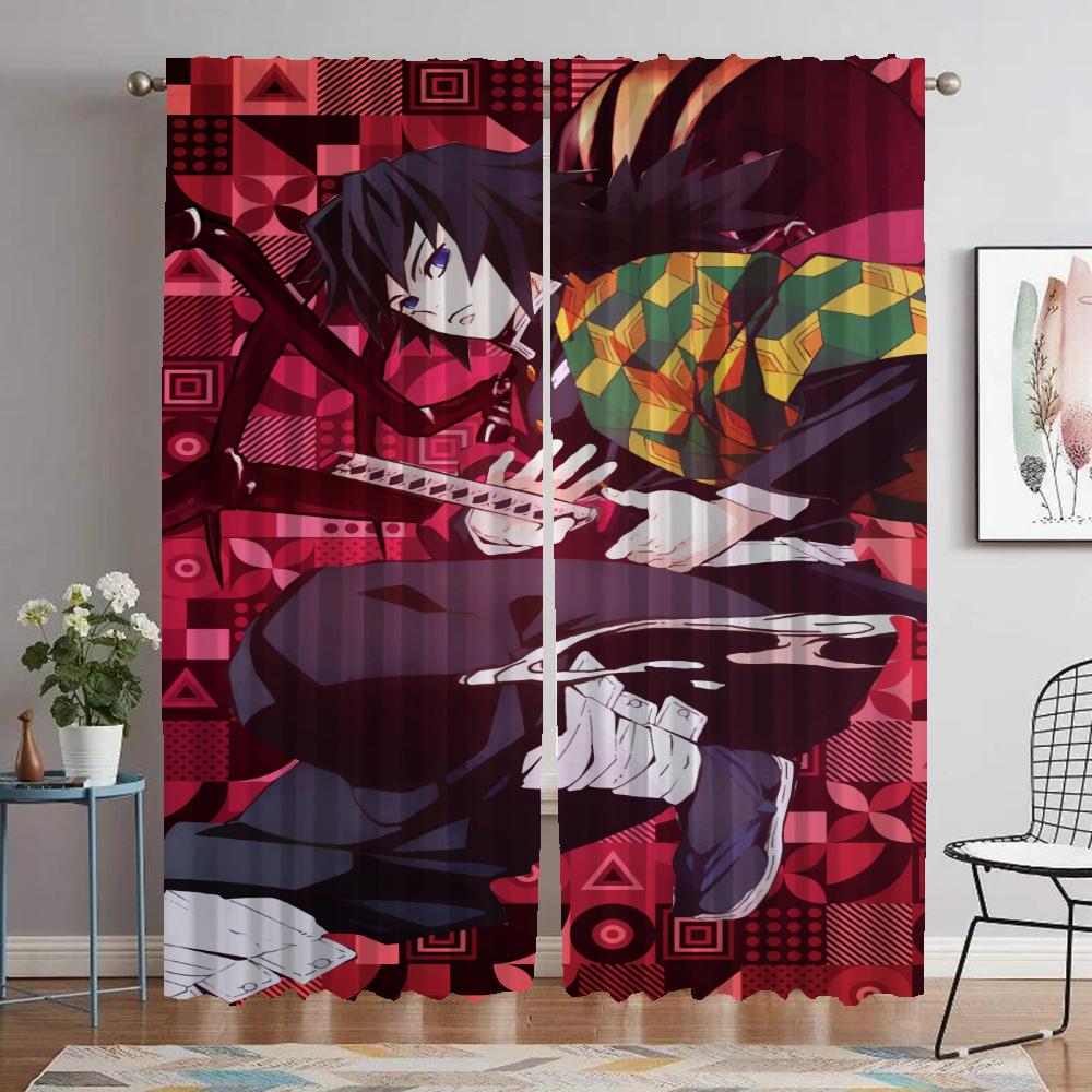 Современные шторы для гостиной для камеры Demon Slayer затемняющие шторы для домашнего интерьера шторы 2 шт. украшение на Хэллоуин