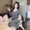 Autumn/Winter 2025 Women's Cashmere V-Neck Long Nightdress Pajamas