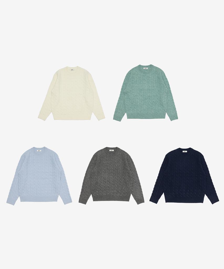 CUTZ [2Pack] Essential Soft Touch Crew Neck + Cable Knit (C Type)