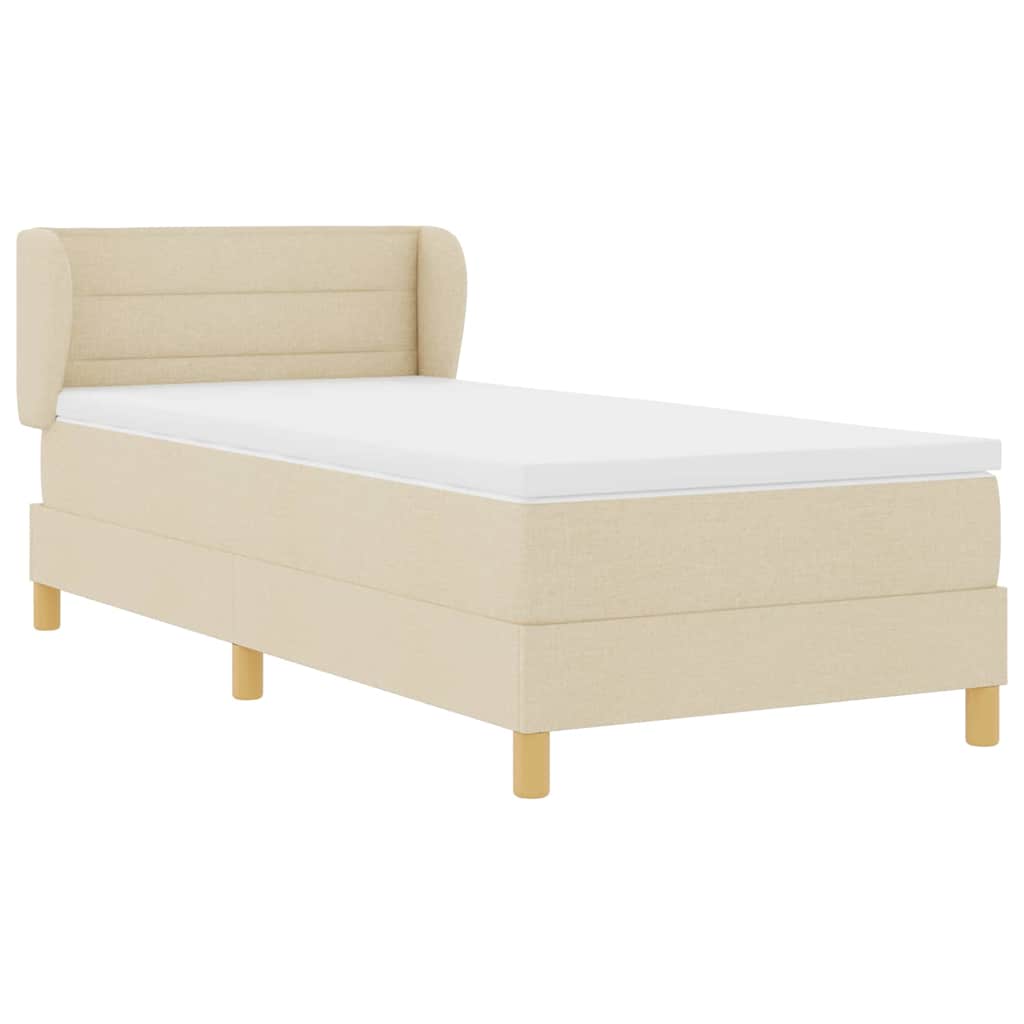 Box Spring Bed with Mattress and Headboard Cream 80 x 200 cm Fabric