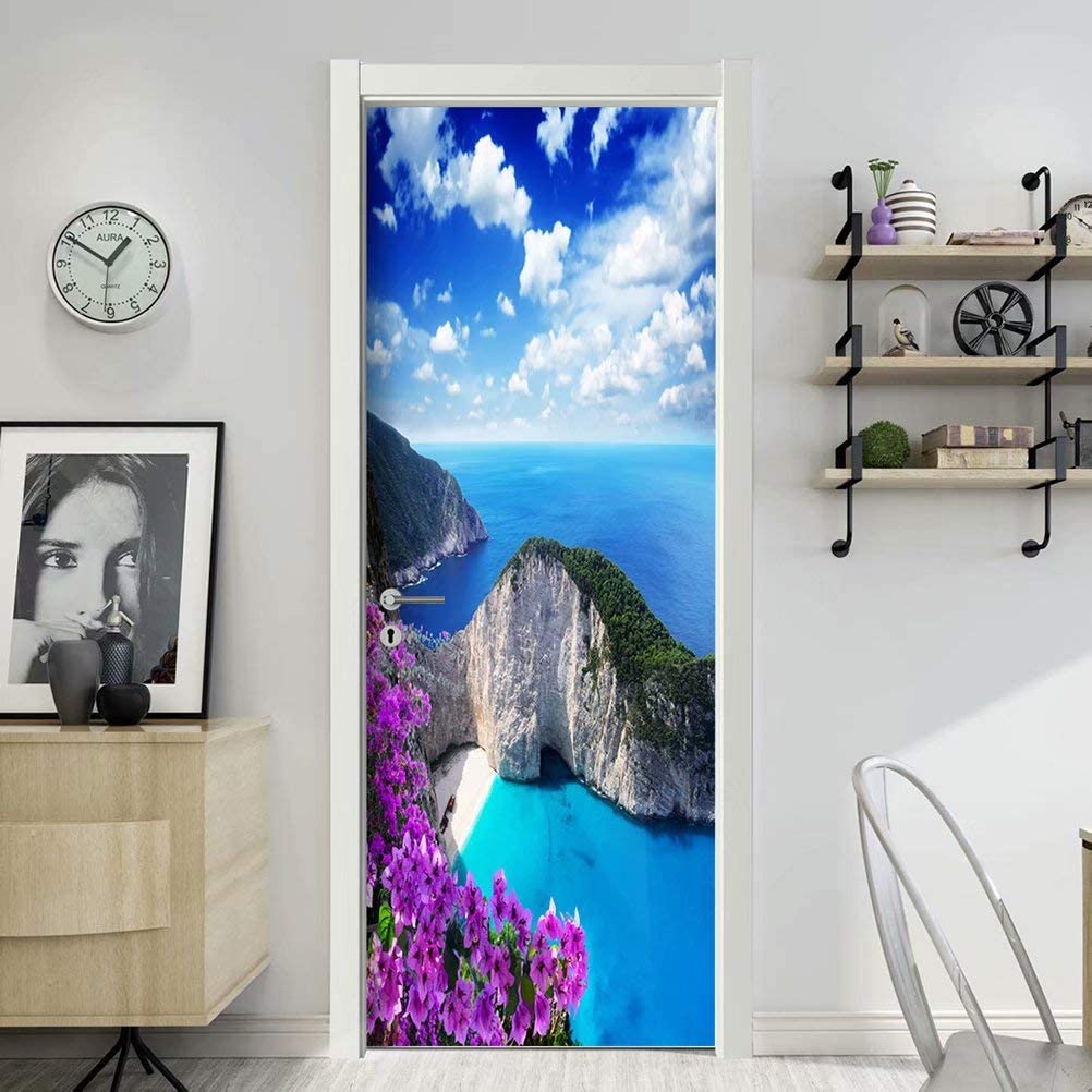 Наклейка на дверь, настенная бумага, 3D обои, сделай сам, постер, художественные фрески, домашний декор, наклейки с цитатой, украшение, самоклеящиеся съемные садовые