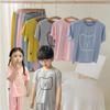 Kids' Ice Silk Summer Pajama Set - Short-Sleeve Tops & Trousers for Boys and Girls