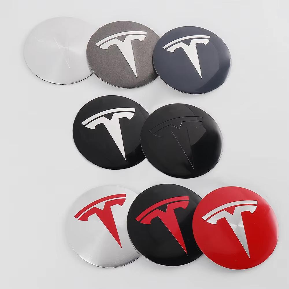 4Pcs 56/60mm Car Wheel Center Hub Caps Stickers Auto Replacement AccessoriesFor Tesla Model 3 Model Y Model S Model X Highland