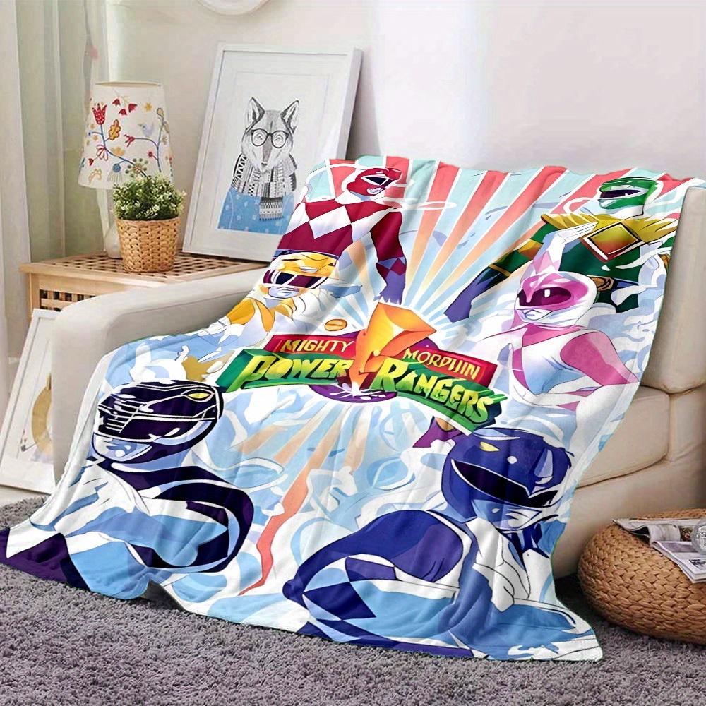 1pc Mighty Morphin Power Rangers Digital Printed Flannel Blanket, Super Soft Plush Fleece Bed Cover, Multipurpose Four Seasons Hypoallergeni