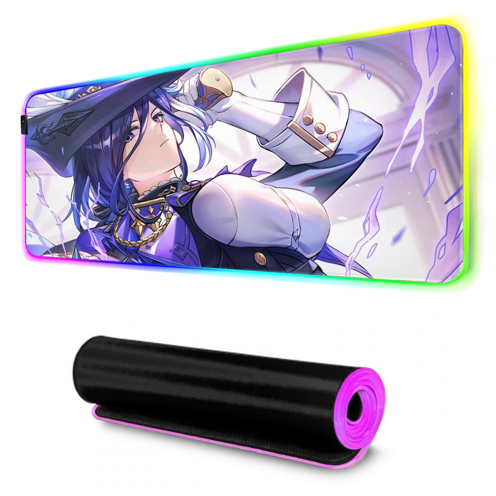Clorinde Коврик для мыши RGB Игровой коврик для мыши Большой светодиодный коврик Настольный коврик для ПК Светящийся коврик для мыши Большие коврики для клавиатуры Настольный ковер С подсветкой