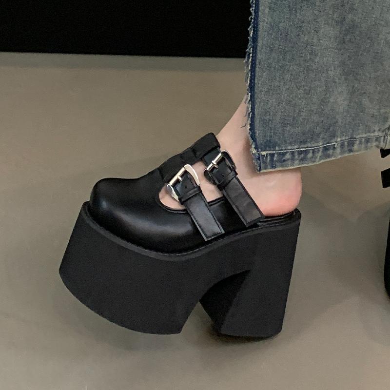 Fashion New Style Luxury Women's Slippers for Large-sized Women Wear Slippers of Size 34-43 Summer 11cm Thick-bottomed Zapatos Mujer