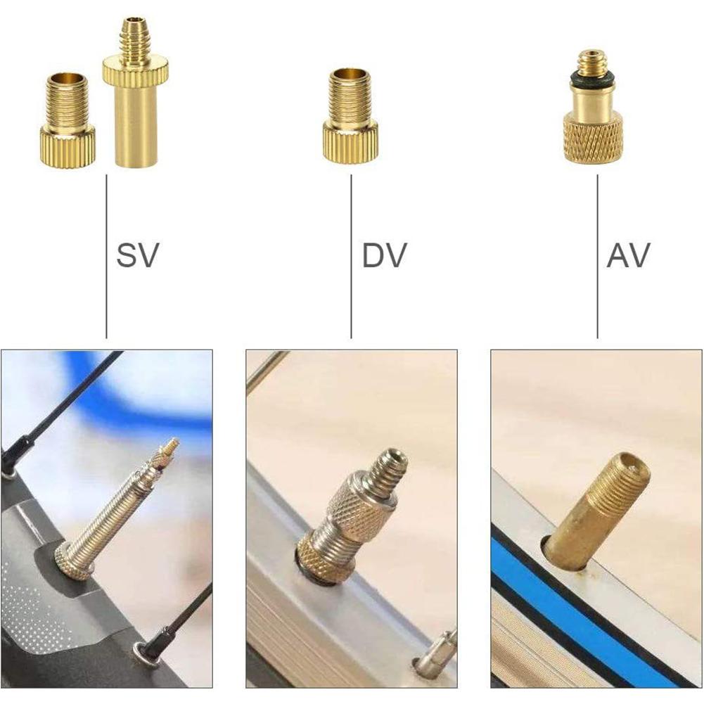 21Pcs Bicycle Valve Adapter Set Aluminum Alloy Presta Schrader Valve Adapter Inflator Pump Nozzle Kit Inflator Pump Accessory