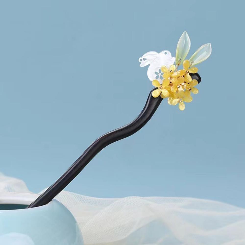 Vintage Flower Hairpin Flower Hairpin Fork Jewelry Accessories New Chinese Hair Stick  for Hanfu