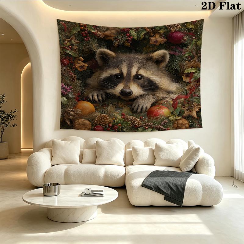 Christmas animals Wall tapestry, aesthetic printed fabric blanket, suitable for bedroom, living room, and home decor.