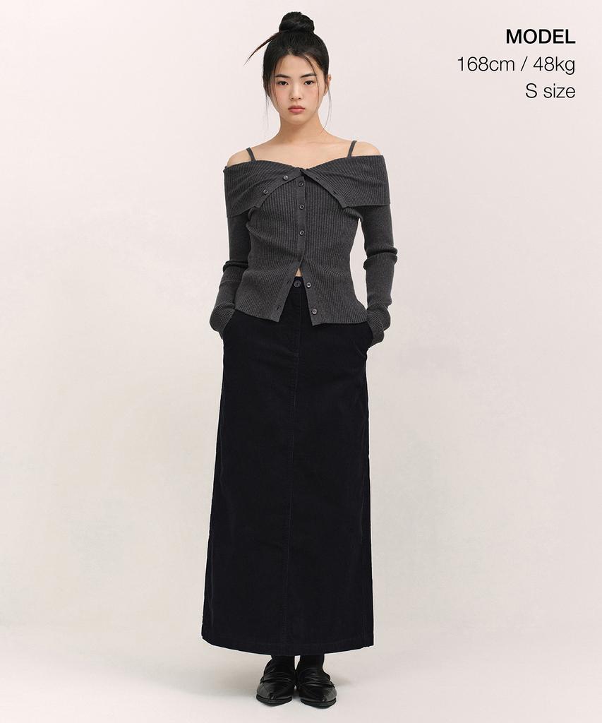 Musinsa Standard Woman 11W Corduroy Maxi Skirt [Black]