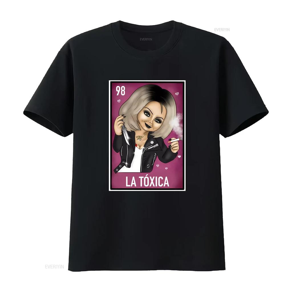 La Toxica Chuckys Bride Funny Mexican Loteria T shirt Perfect vintage Washed Stretched homme Soft Slightly fashion Casual
