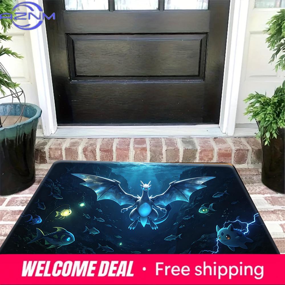 Underwater Dragon Pokemon Print Doormat Non-Slip Water Absorbent Floor Mat for Home Decor