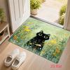 Funny Cats Rectangle Door Mat Playful Kitten Paw Non-Slip Welcome Rug Vintage Wood Pattern for Home Entrance Decor