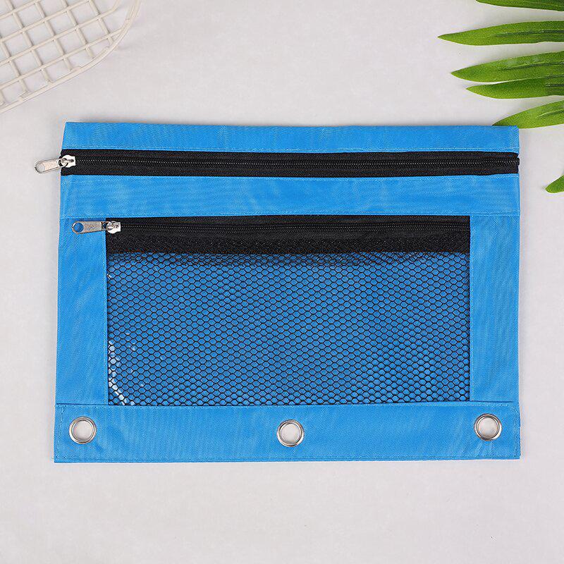 Папка-регистратор на кольцах B5 из ткани Оксфорд с прозрачным пеналом и двойной молнией на три отверстия