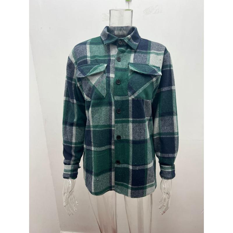 Men's Plaid Shirt, Loose Fit Long Sleeve Cotton Button-Up Shirt, Casual Shirt Top