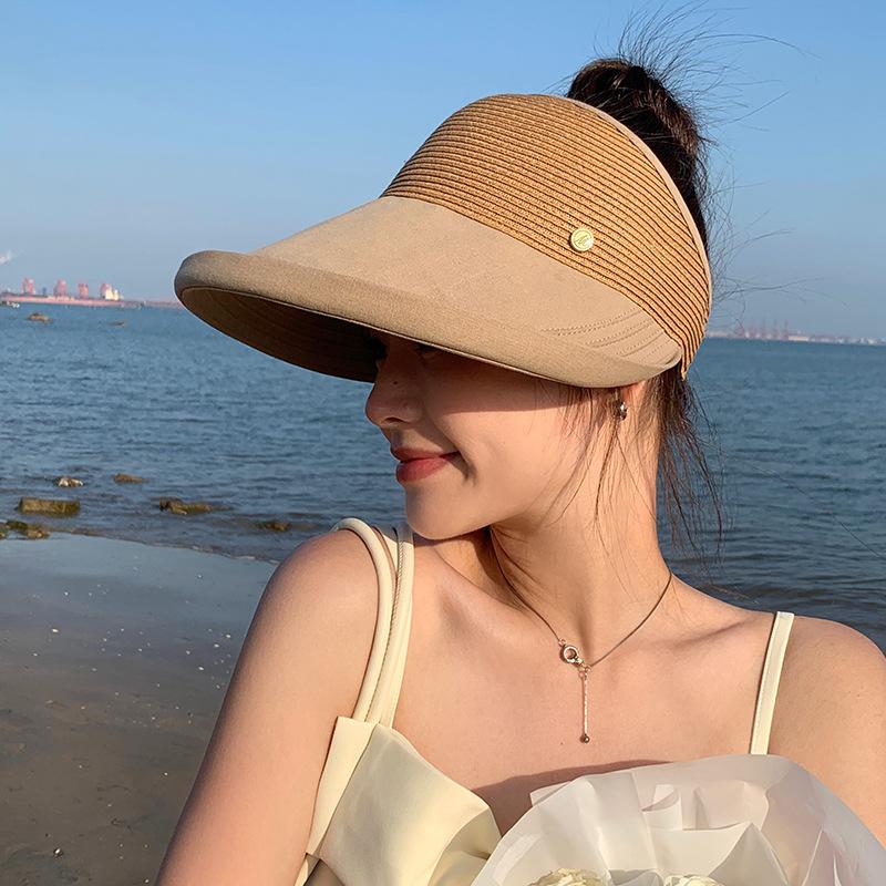 Универсальная соломенная шляпа-цилиндр с фланцами, женская, весна-лето, большие поля, закрывающие лицо, солнцезащитный крем, новая