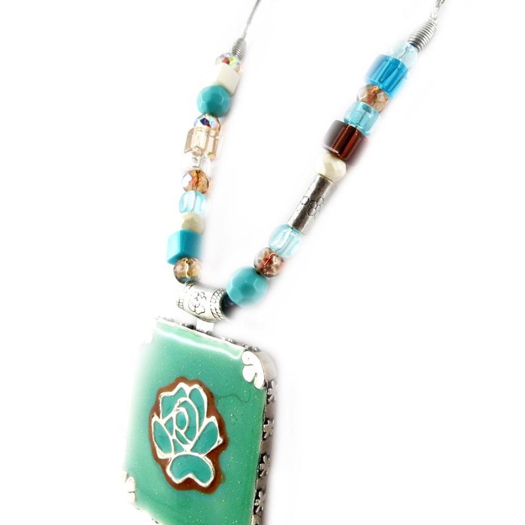 Les Trésors De Lily [E0633] - Дизайнерское колье «Гейша» сине-зеленый