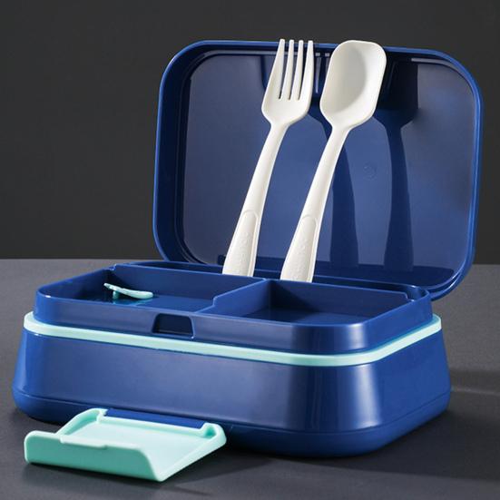 Ланч-бокс Bento с чашкой для соуса, вилкой, ложкой, контейнером для ланча с 3 отделениями, контейнерами для закусок без содержания бисфенола А, подходящими для детей, для девочек и мальчиков