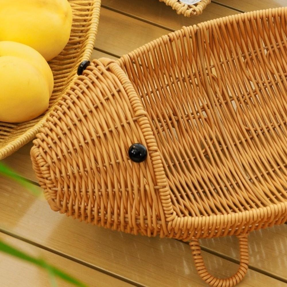 Fish Shape Hand Woven Fruit Basket Plastic Woven Storage Basket Drain Basket  Kitchen Storage