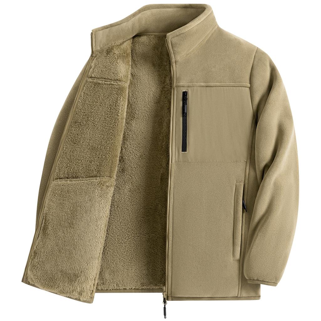 Мужская флисовая куртка на молнии с воротником плюс флисовая теплая куртка, уличный ветрозащитный термоплащ