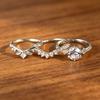3PCS Exquisite and stylish classic round zircon wedding ring set with a special floral design/Unique Design Jewelry