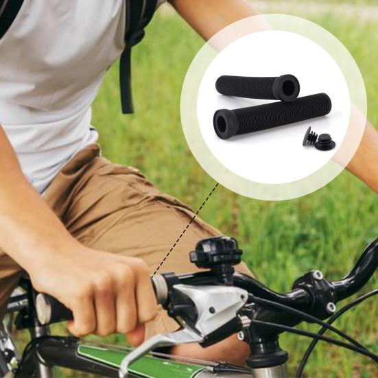 Чехол на руль с заглушками. Удобные противоскользящие амортизирующие резиновые велосипедные ручки.