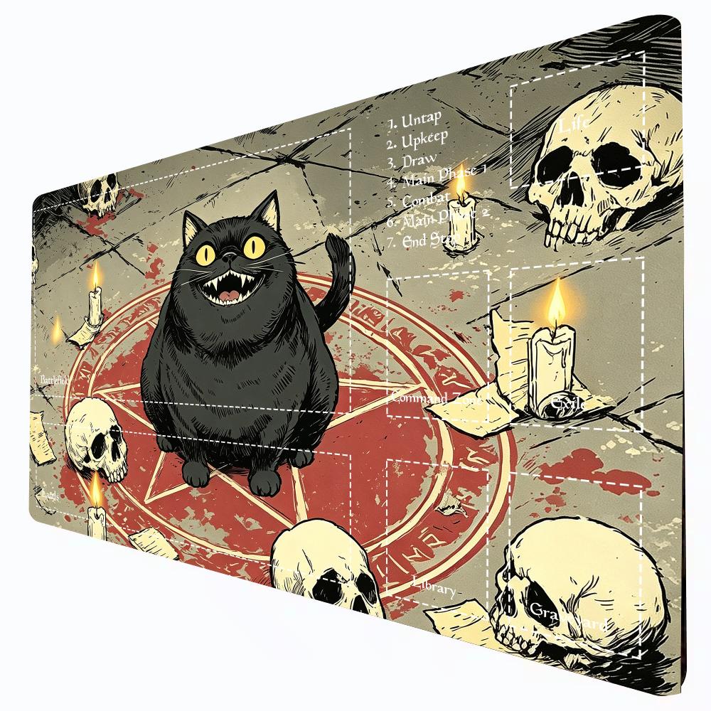 Dark Fun Black Cat Magic Party Play Mat Durable Rubber for MTG&TCG Games 35X60cm Mouse Pad PC Offices Desk Mats Friendly Design